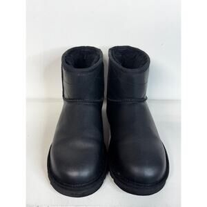 UGG CLASSIC MINI PEARLIZED WOMEN BOOTS LEATHER BLACK US 6